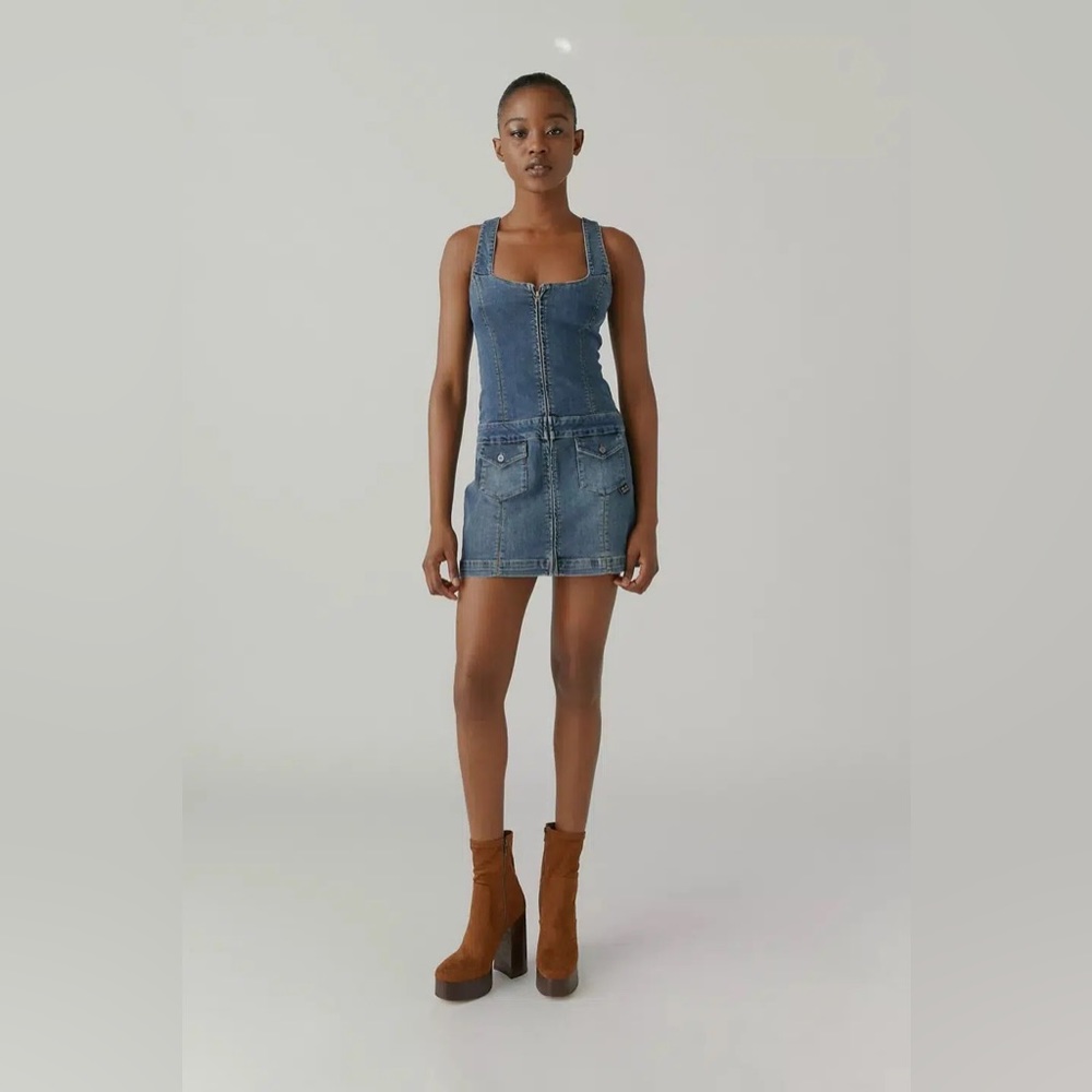 UO Bridgette Denim Zip Front Dress
